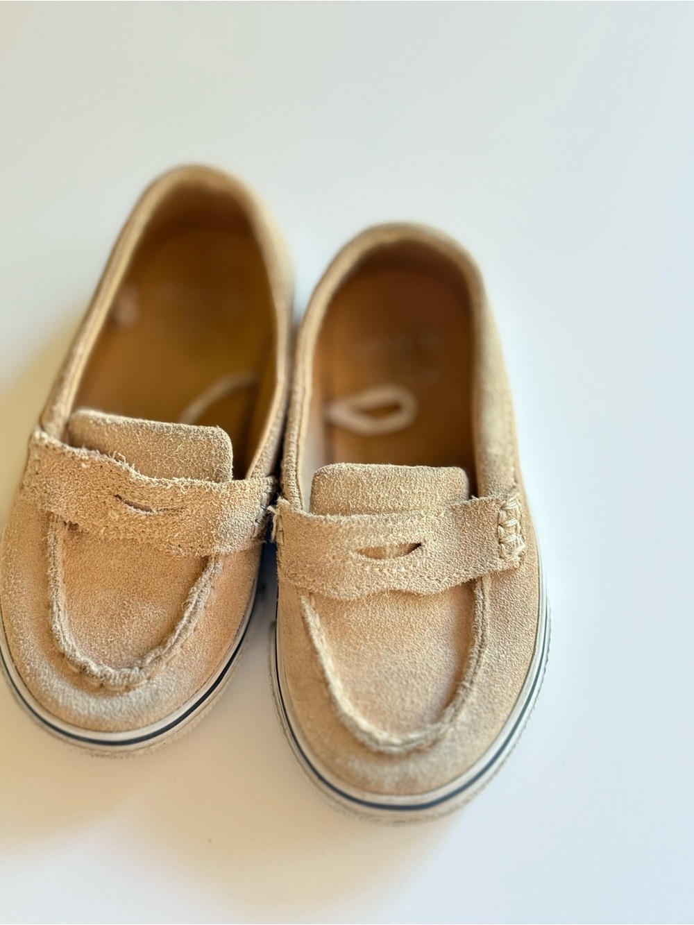 Janie and Jack Suede Leather Loafers | Size 7 Toddler | Neutral Beige | Unisex